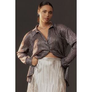 Anthropologie Pilcro Metallic Buttondown Shirt Size Small
